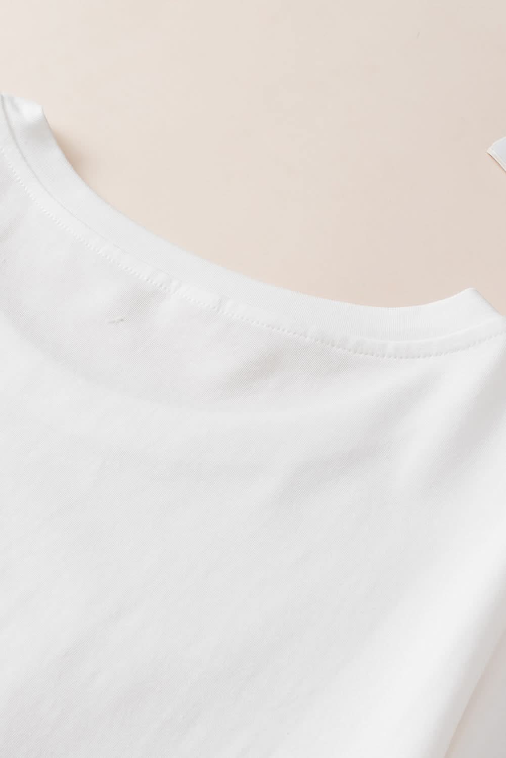White Colorblock Star Patched Half Sleeve Oversized Tee - Love Salve